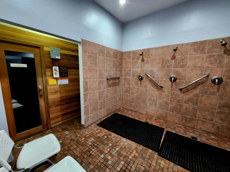 Men's Shower area and dry sauna