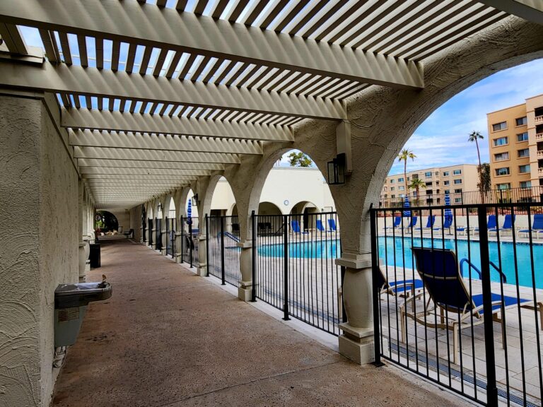 Breezeway between the studios and Pool 1