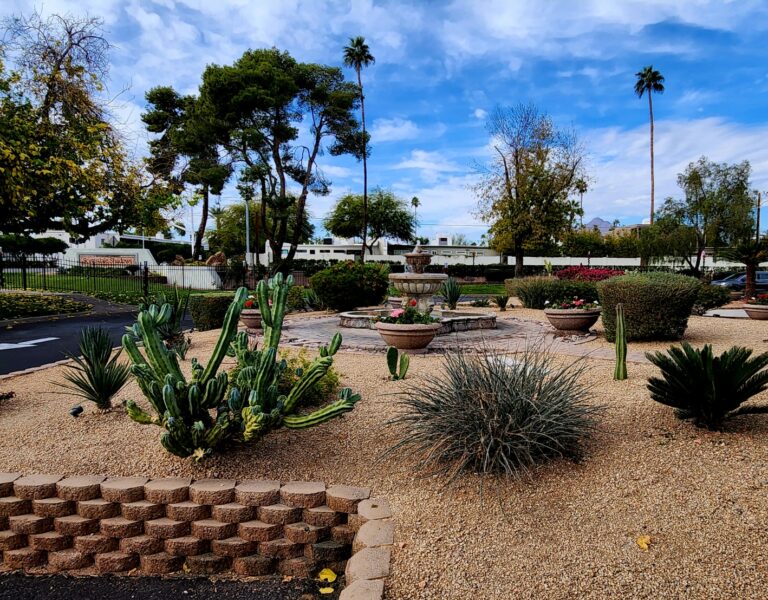 Fountain at the front of the complex