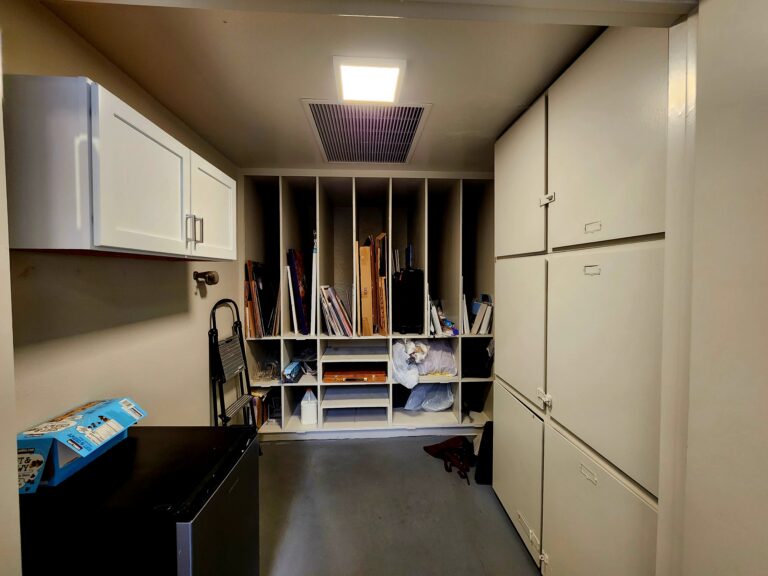 Closet area for storing canvas